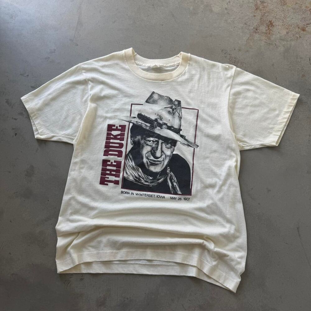 Vintage 80's John Wayne The Duke Portrait Graphic Rare Retro T-shirt Size Large